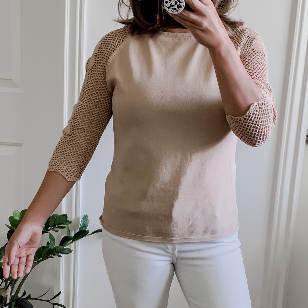 No Brand Crochet Sleeve‎ Earth tone Top. Size S